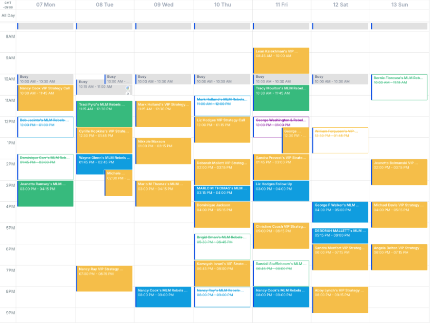 Booked calls calendar view